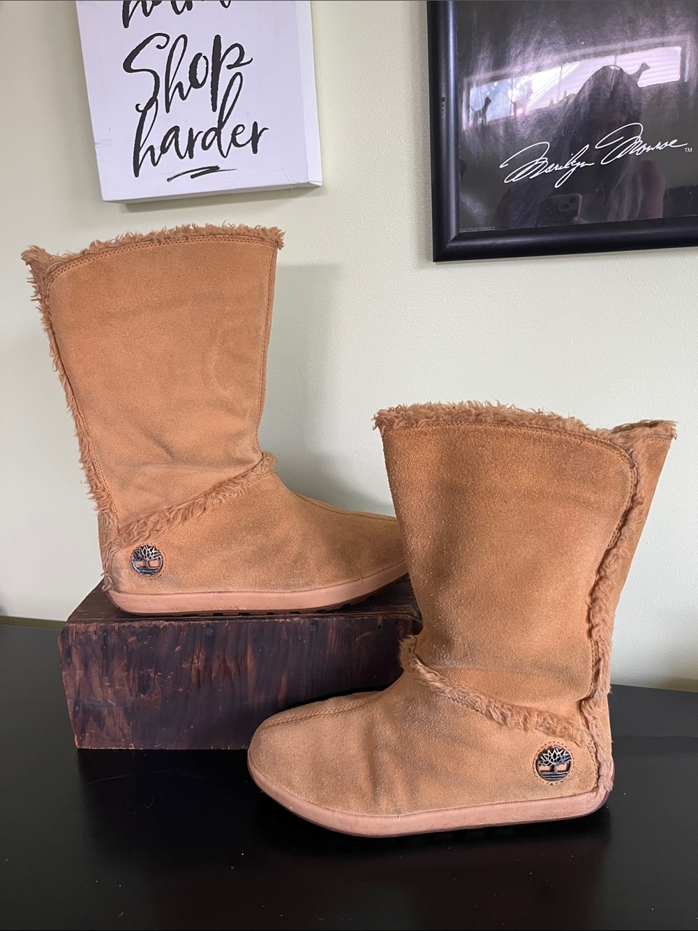 Timberland women's tan suede mukluk-style winter boots